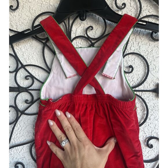 Vintage Holiday Embroidered Shorts Romper - Unisex Baby18 Months - Red - Picture 4 of 6